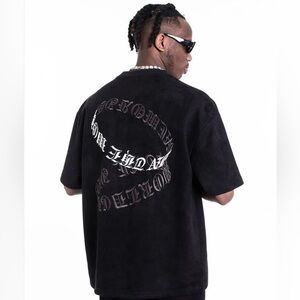 Mt99 UncleDonJM "GROWING" Embroidered‎ Suede Oversized T-shirt. Size M